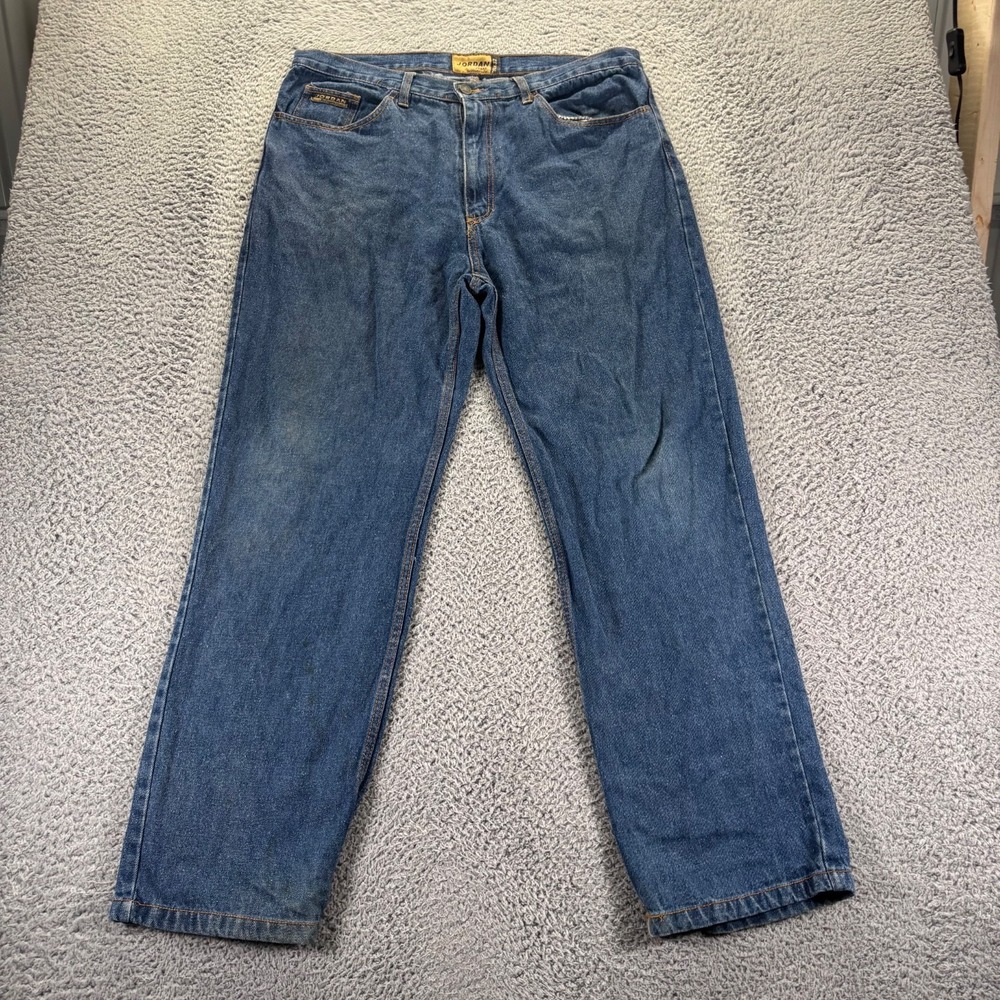 Vintage Jordan By Claudio Nacci Jeans Mens 38x32 Blue Linen Ramie Cotton Baggy